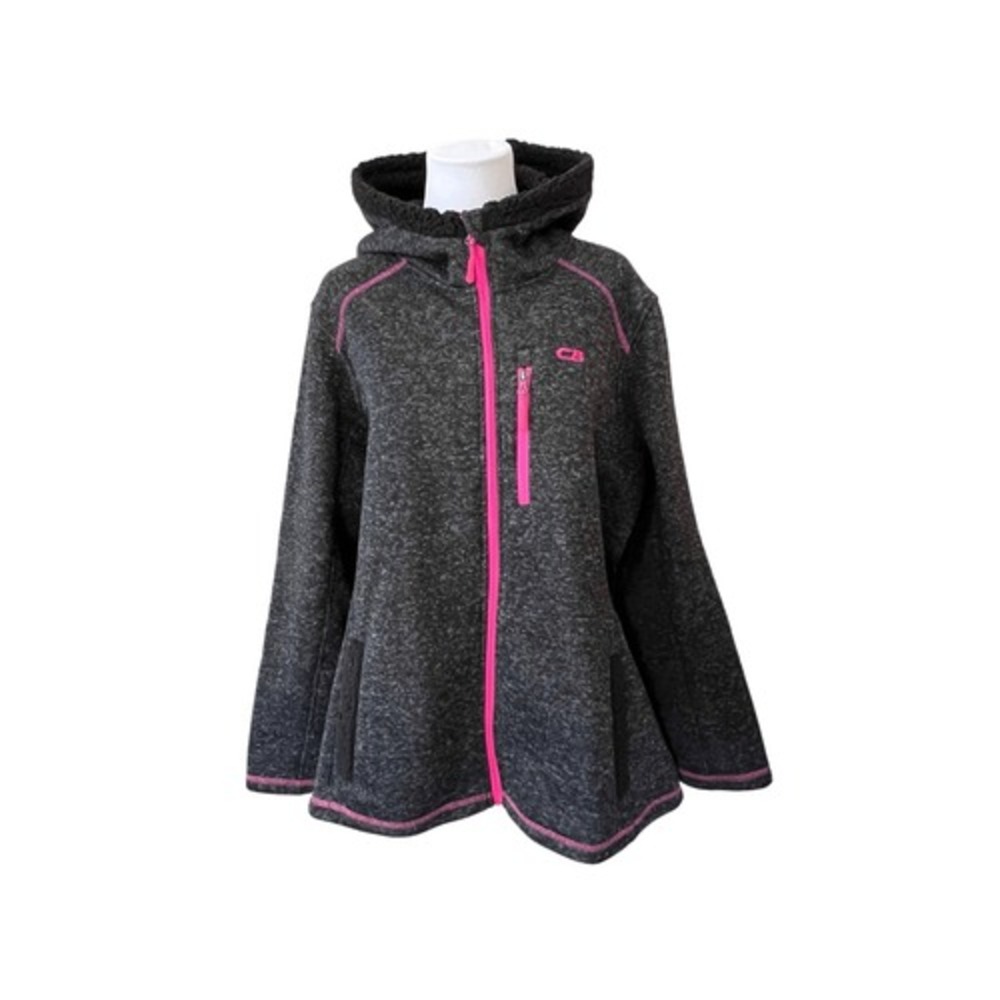 Cole Buxton Black Fleece Full Zip Hoodie Jacket 1X Faux Fur Outdoor Winter $105